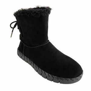 Muk Luks Short Boots Women 6.5M Black Suede Water Repellent Memory Foam Comfort